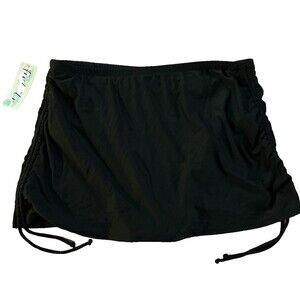 NWT Freshwater Black Ruched Skirt Swim Bottoms and Cover Up Sz 16 W - 18 W